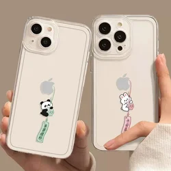 Funny Cute Panda Rabbit Couple Phone Case For iPhone 16 15 14 13 12 11 Pro Max 13 Mini Max XR SE 8 14 Plus Lovers Fundas Covers