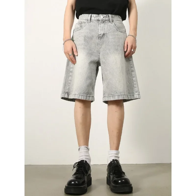 

Cowboy Five Quarter Shorts Men's Summer Thin Style American High Street Retro Distressed Washed Versatile Slimming Mid Length Pa