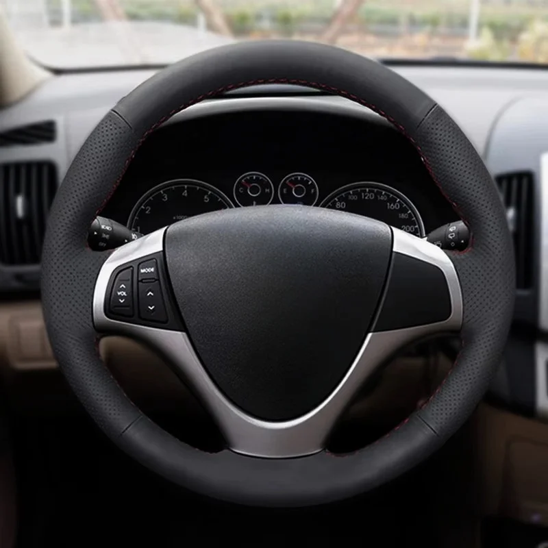 

Steering Wheel Cover Hand Stitched Leather Trim Braids on Steering Wheel For Hyundai i30 2009 For Elantra Touring 2010 2011 2012