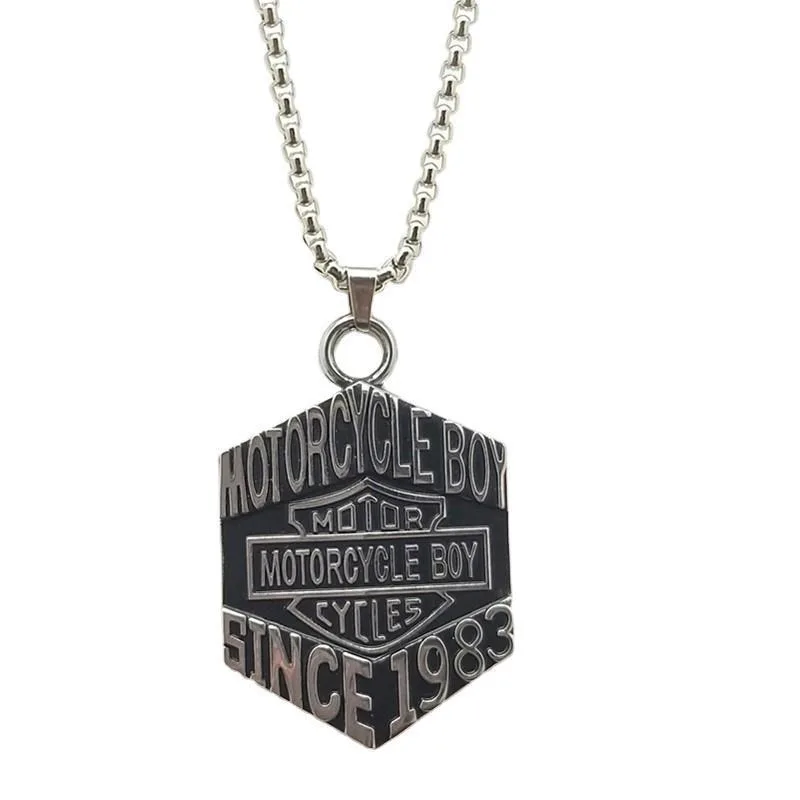 

For Harley Davidson 883 1983 Trendy Hip Hop Streetwear Men's Necklace Stainless Steel Pendant Army Tag Letter Plate Cool Style