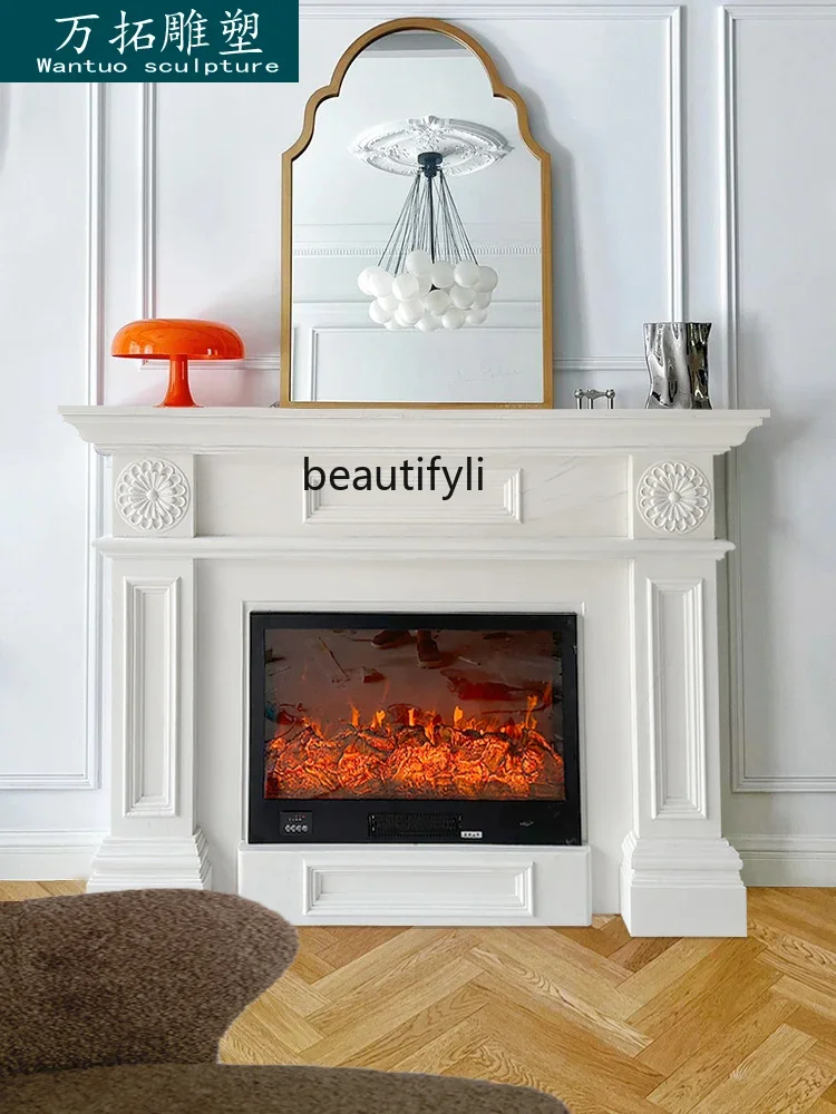 Marble fireplace American white marble natural stone stone carving decorative background porch fireplace