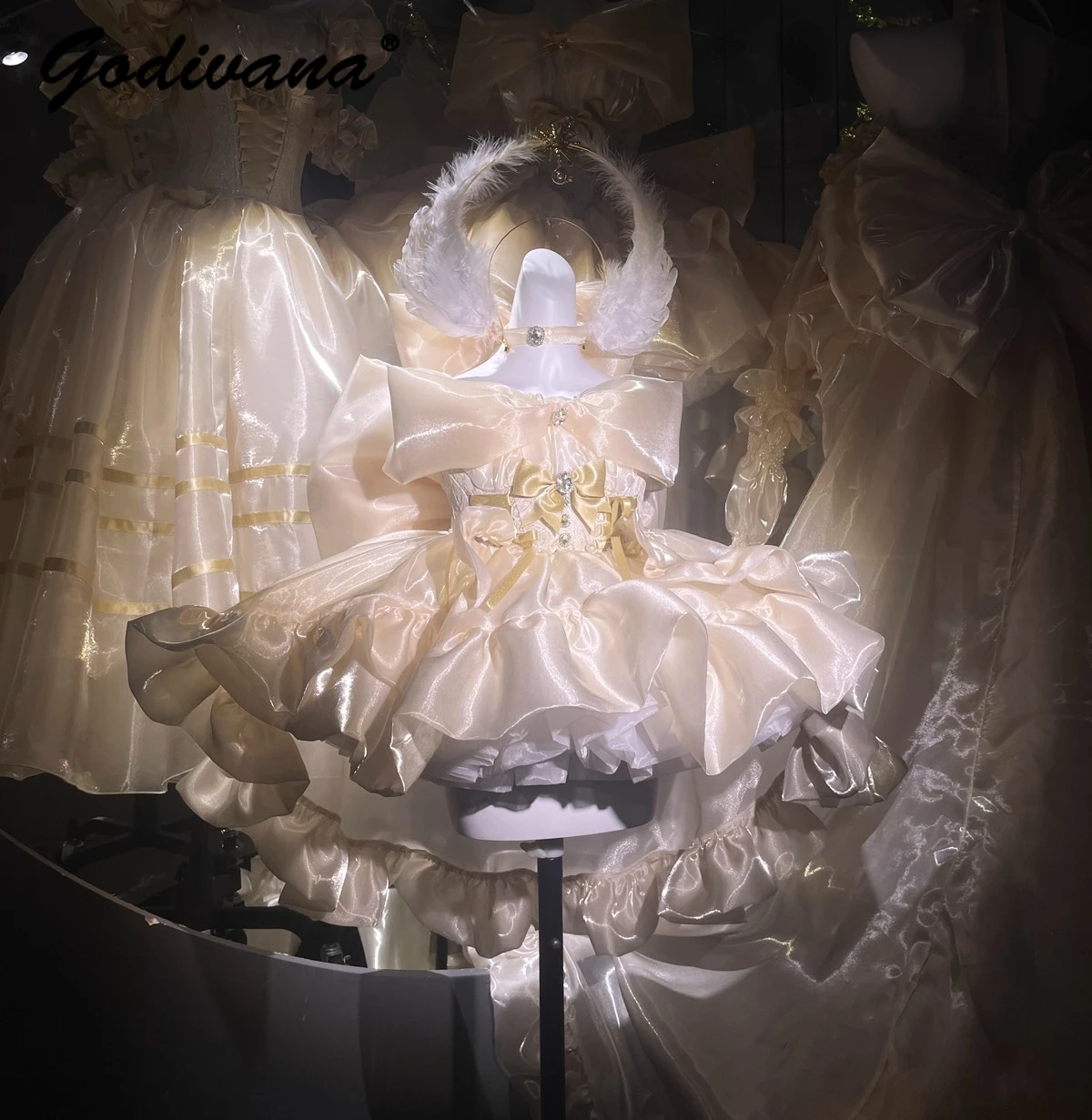 

Sweet Baby Girls Princess Dress Original Big Bow Children Kids Cos Strapless Lolita Birthday Party Puffy Tutu Dresses