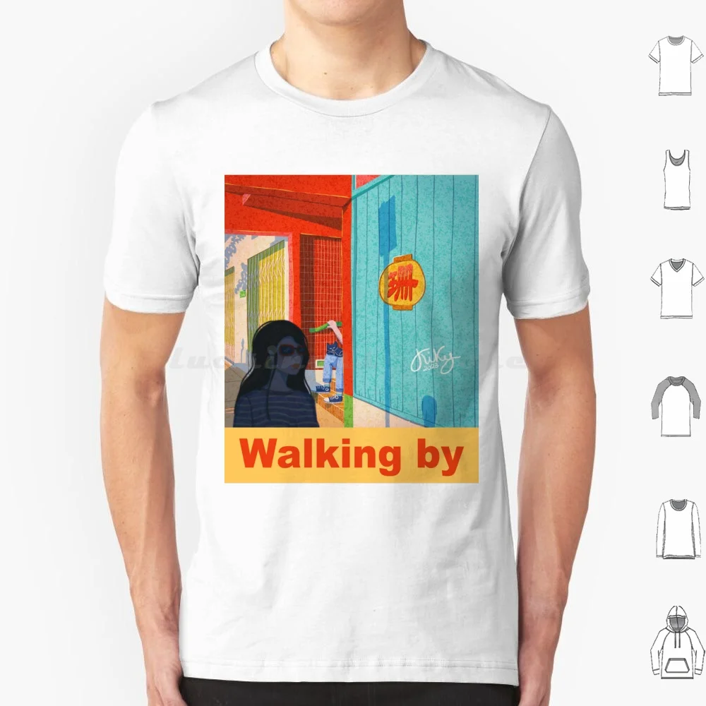 Walking By T Shirt 6xl Cotton Cool Tee Walking Cat Asian Colorful Kawaii _ Kiky Woman Street