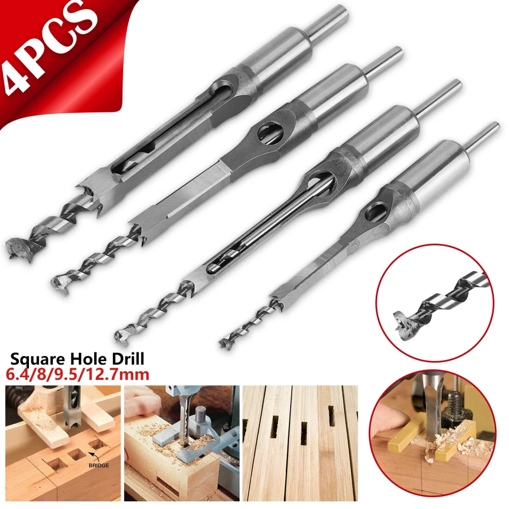 

4 Pieces Woodworking Wood Carving Tools Bit Set HSS Wood Mortising Bits Countersink Bits 1/2 1/4 3/8 5/16 Inch Tool Accessories