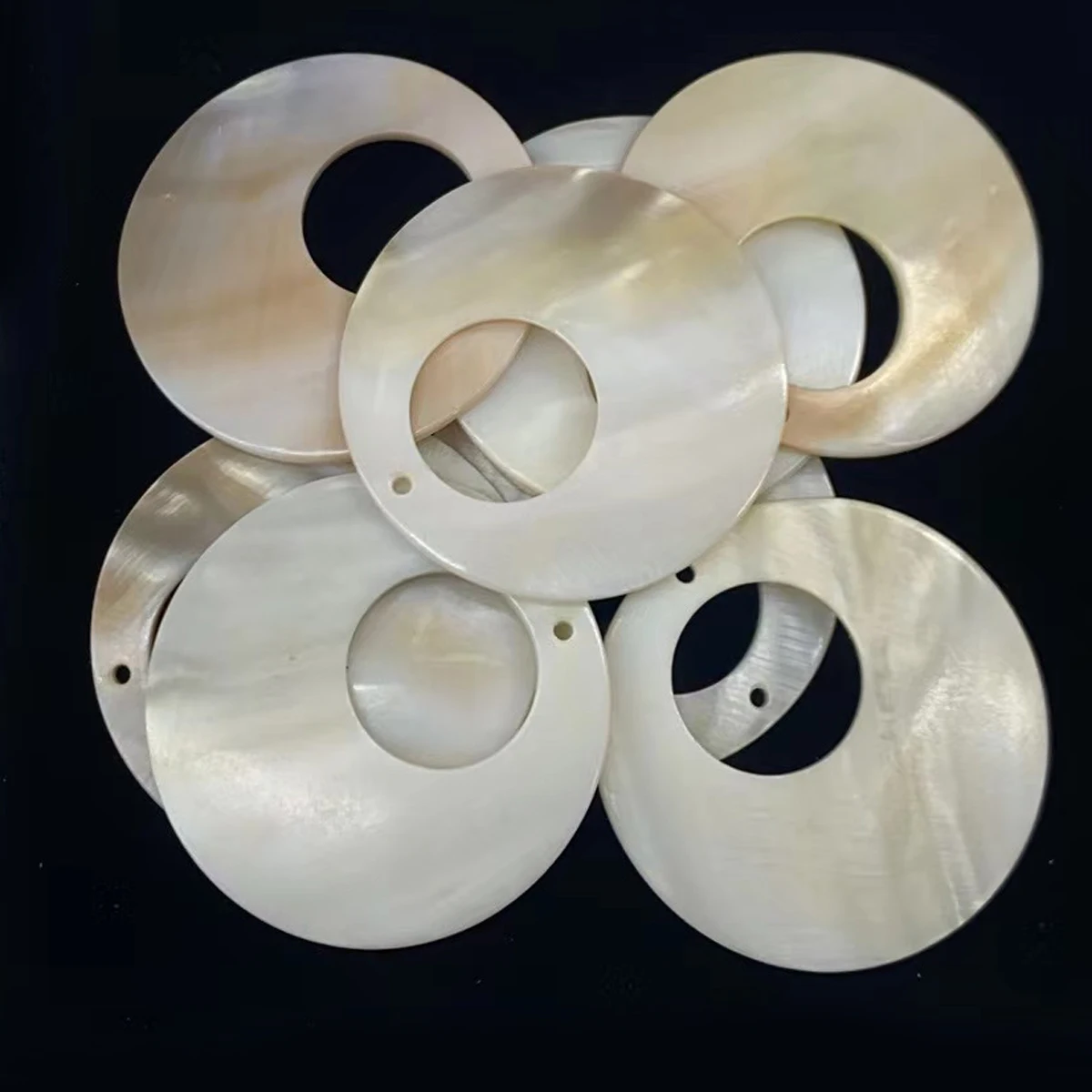 10Pcs 50x20mm Elegant Round Ring Shell Pendants, Natural Semi-Finished Charms for DIY Necklaces, Earrings and Jewelry Making