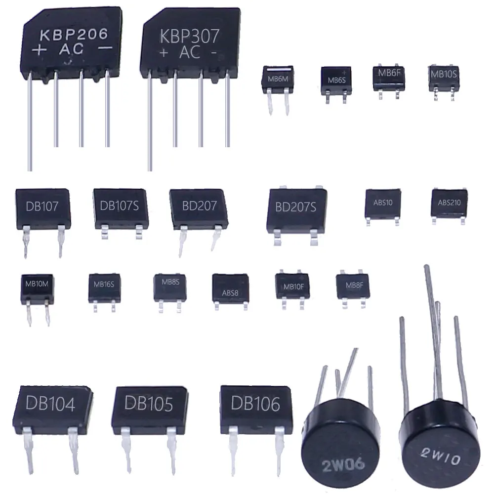 280Pcs 27Values Bridge Rectifier Assorted Kit KBP206 KBP307 MB6M MB10F MB6S DB107 DB207 ABS10 MB10M 2W10 MB8F DB104 MB16S DB106