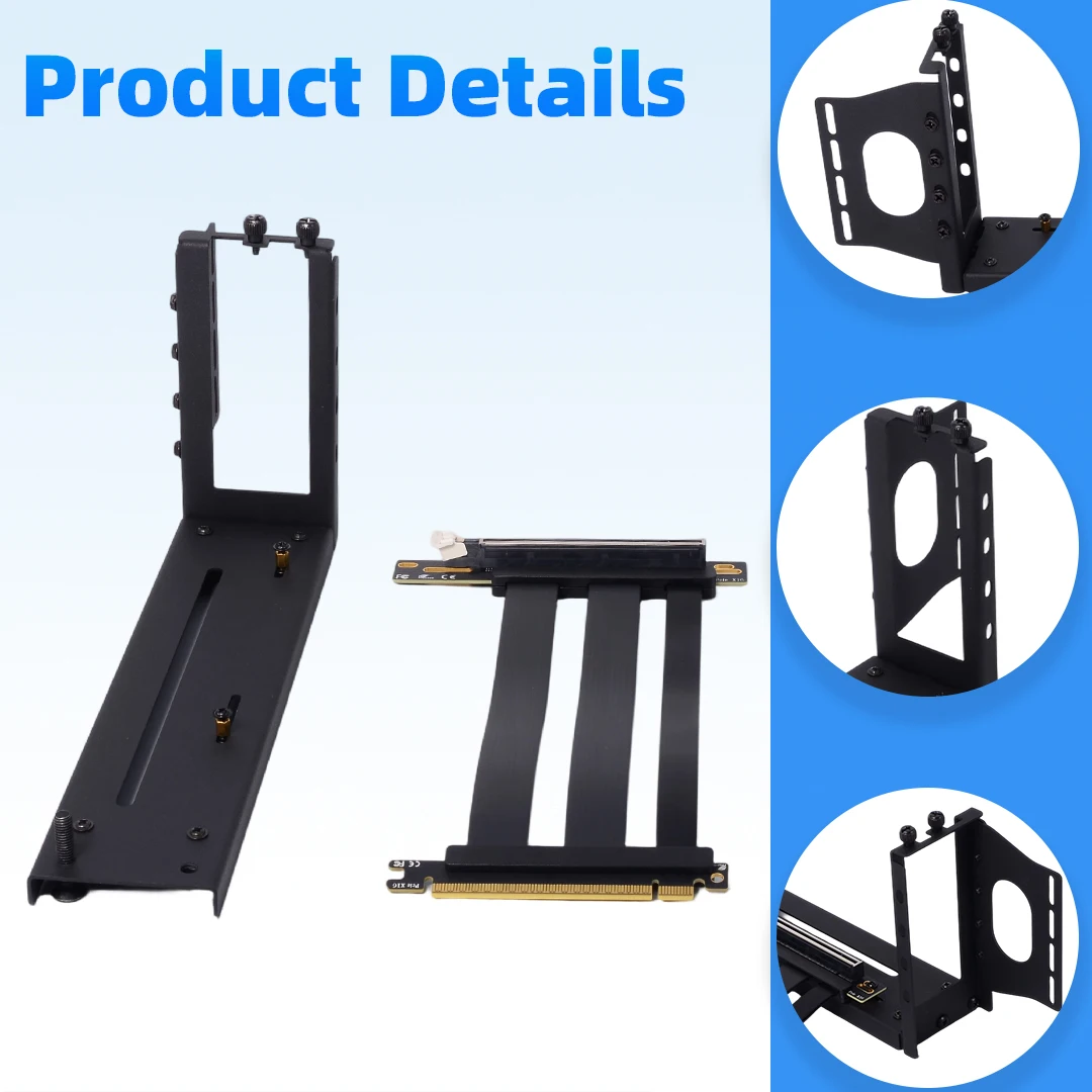 PCIE 5.0 X16 16x Riser Cable 90 180 Degree Bend Adapter Graphics Card Extension t 32GT/s Optional with Bracke for GPU AI