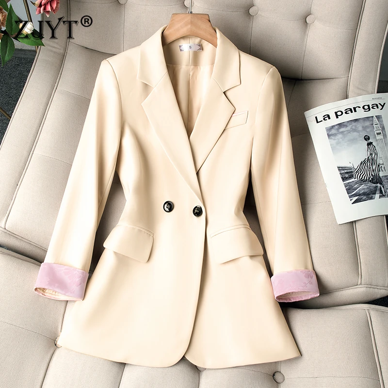 

ZJYT Autumn New Office Lady Blazers for Women Korean Fashion Long Sleeve Solid Casual Jackets Coats Female Outerwears Plus Size