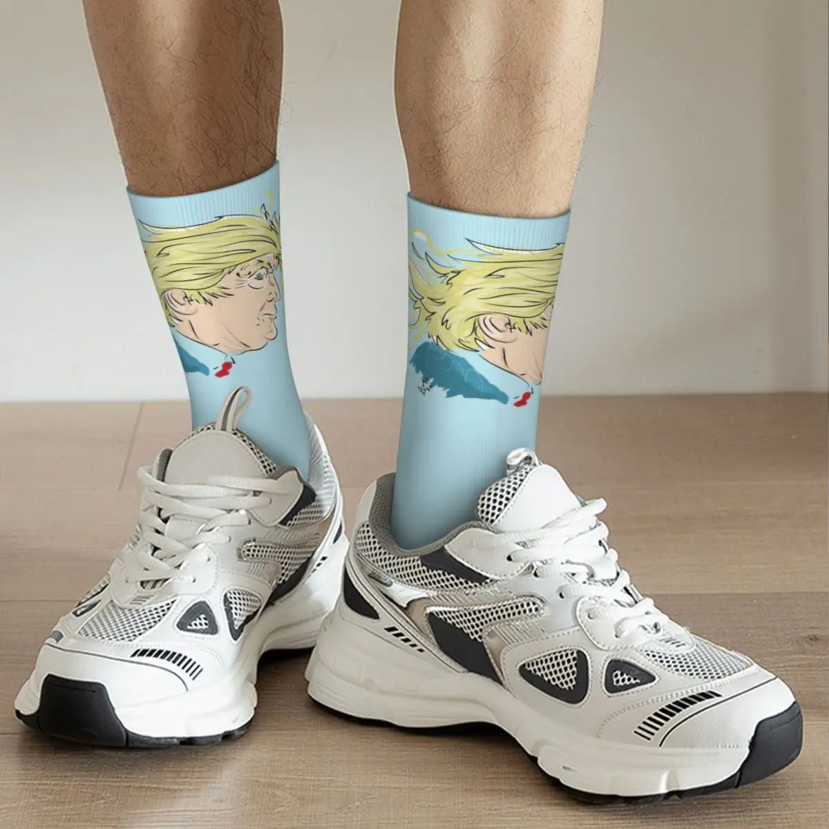 Chaussettes imprimées Donald Trump Cartoon pour hommes et femmes, coupe-vent, applicables tout au long de l'année, cadeau en élasthanne