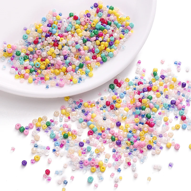 1000pcs 2mm Mixed Color Czech Glass Seed Beads Round Small Loose Beads for Handmade DIY Bracelet Earring Jewelry Making Findings