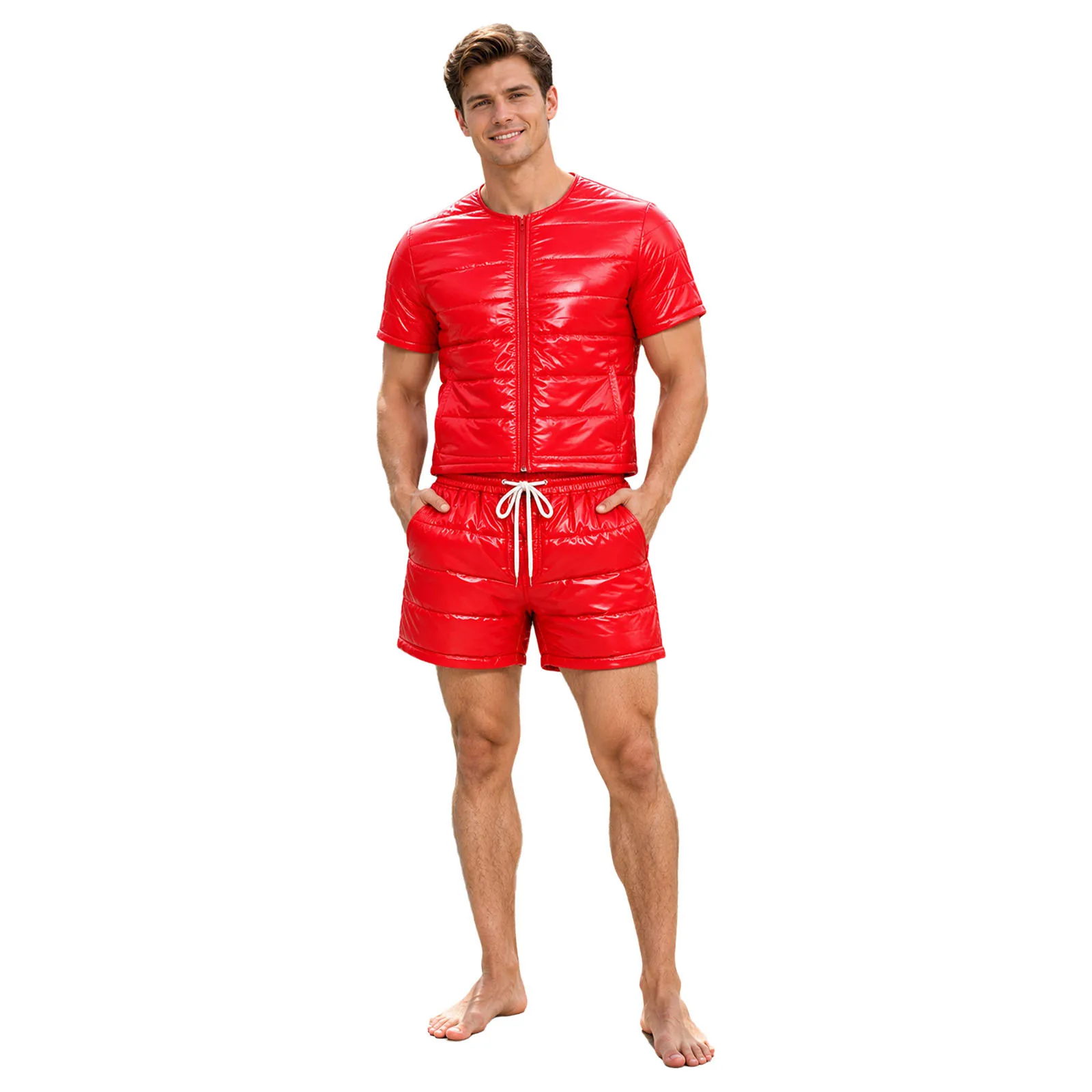 Men Quilted Puffer Padded Waterproof Outfit Jacket with Shorts for Sports Hiking Cycling Camping Fishing Indoor Outdoor Wear view 5