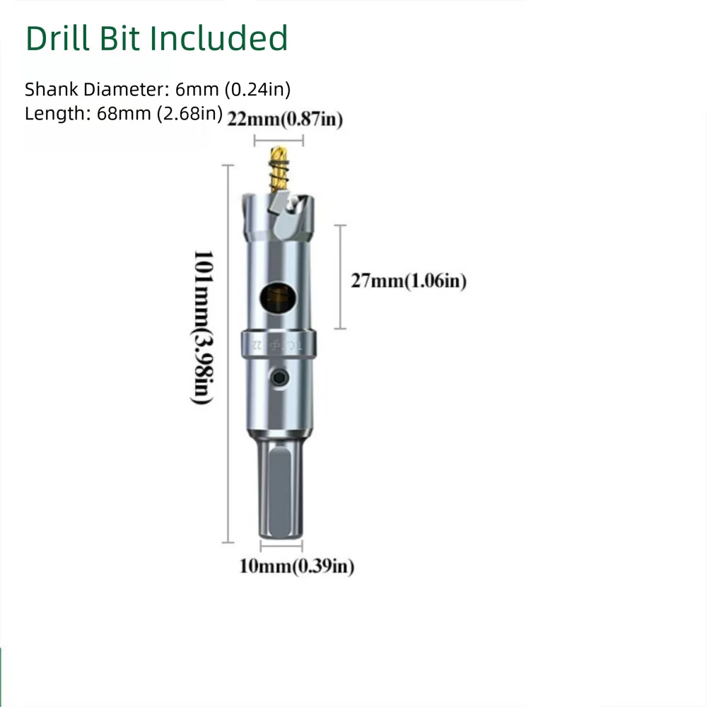 

Carbide Tip Hole Saw Core Drill Bit 6mm Diameter Quick Punch Hole Saw Cutter Stainless Steel Iron Copper