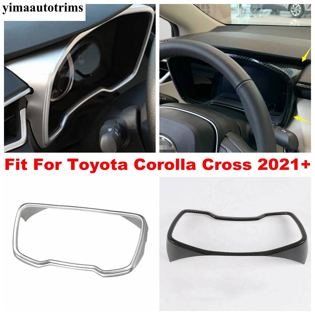 

Front Dashboard Frame Instrument Screen Panel Cover Trim For Toyota Corolla Cross XG10 2021 - 2024 ABS Carbon Fiber Accessories