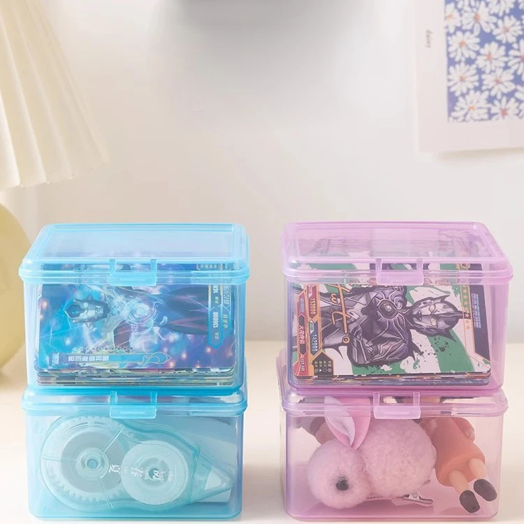 New Transparent Plastic Storage Box Photocards Small Card Storage Box Desk Organizer Box Classification Boxes Stationery