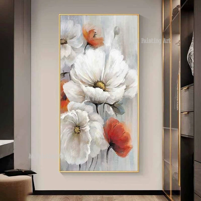 

Ручная роспись, современные искусственные цветы, настенная живопись, абстрактный холст, цветочное искусство, бесплатная доставка, украшения для дома