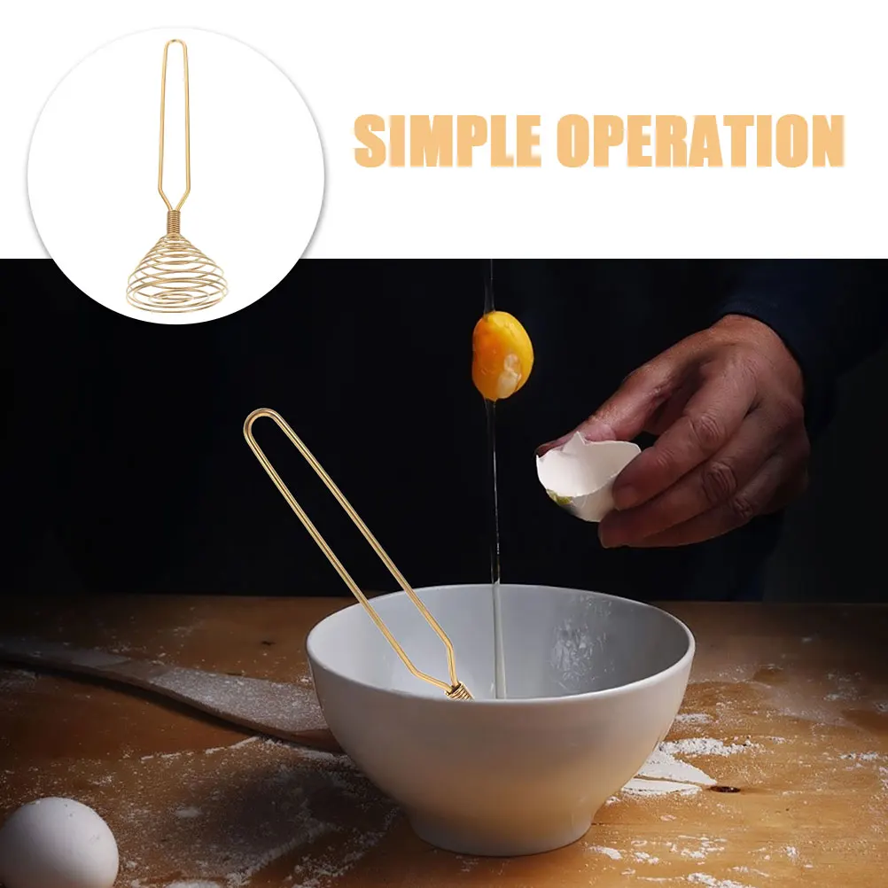 Batidor de huevos a presión para el hogar, accesorios para huevos, bobina de acero inoxidable, Mini compras Manual de mano, 2 uds.