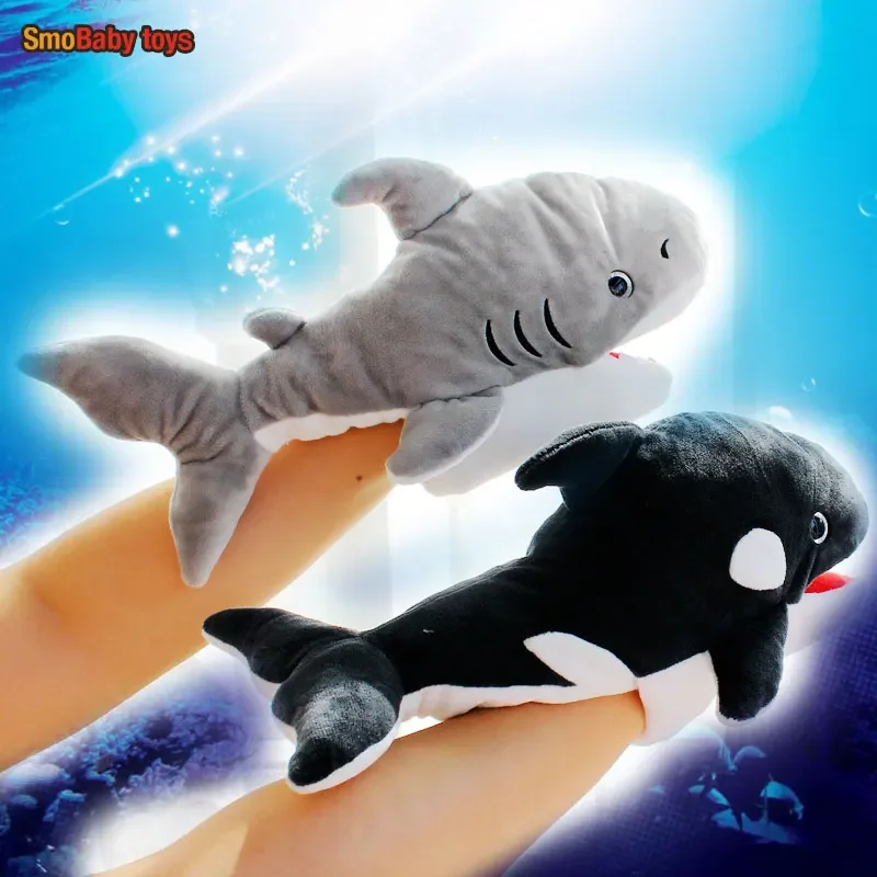 

35cm Sea Shark Soft Stuffed Fish Shark Doll Cospaly Animal Plush Educational Baby Toys Kawaii Hand Finger Puppet For Kids Gifts