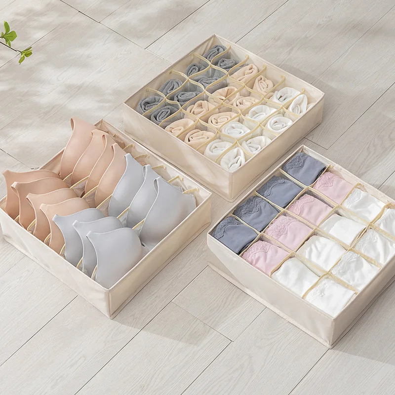 

Socks Bra Clothes Organizer Home Separated Underwear Storage Box Cloth Art Storage Drawer Type Finishing Grid