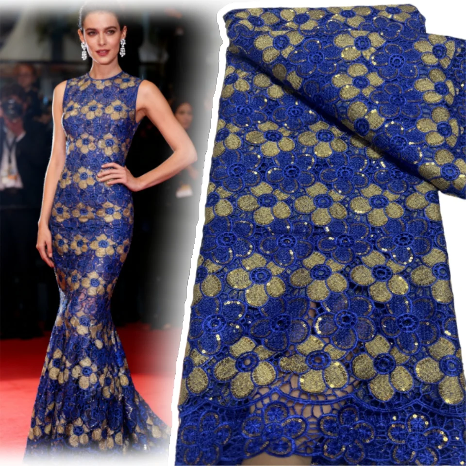 

Green Nigerian Milk Silk Sequined Lace Fabric 2025 High-Quality African Water-Soluble Lace Fabric Ideal for Evening Gowns 1882