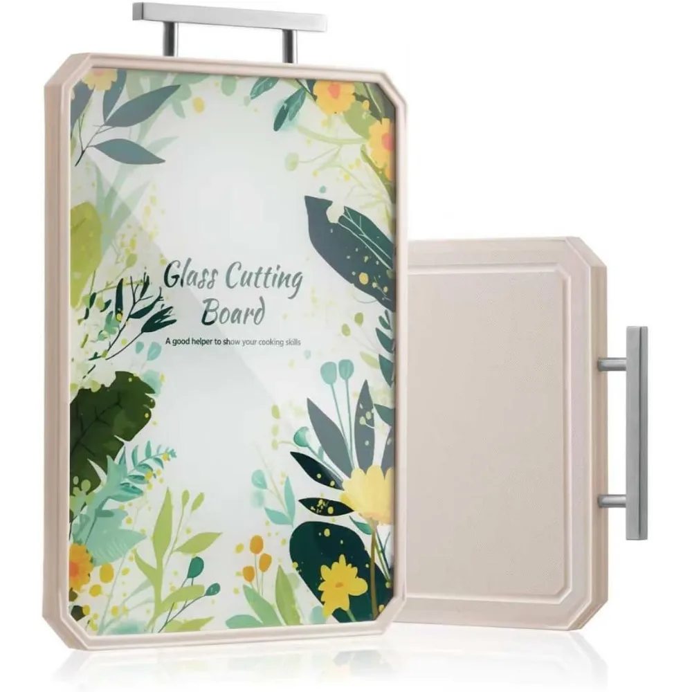 

Glass Cutting Board,Double Sided Tempered glass cutting boards for Kitchen for Chopping Meat,Vegetables,Fruits,Non toxic,Heat Re