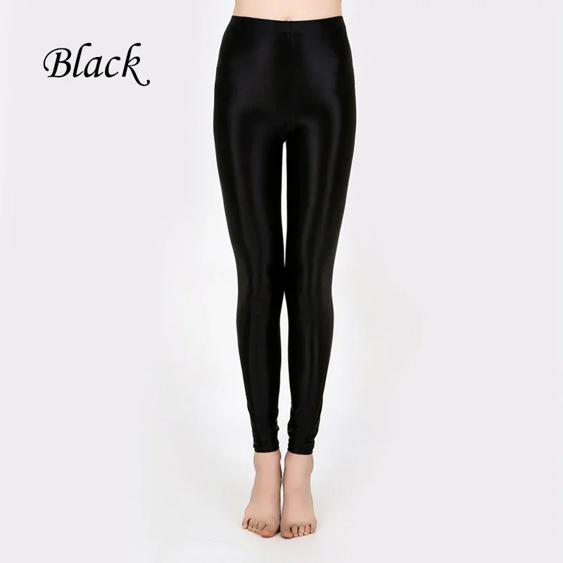 Pantaloni slim in raso lucido Vita alta Sport Donna Fitness Pantaloni da yoga lucidi Collant Leggings Leggings lucidi ad alta elasticità