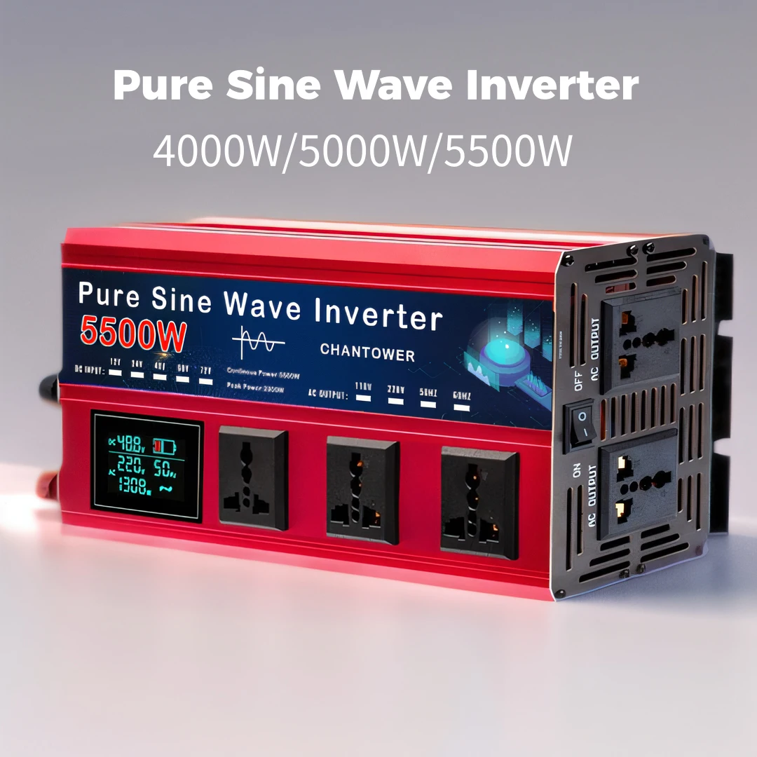 4000W/5500W czysta fala sinusoidalna falownik 12V 220V DC 12v/24v na AC 220v konwerter napięcia samochodowy falownik energii słonecznej