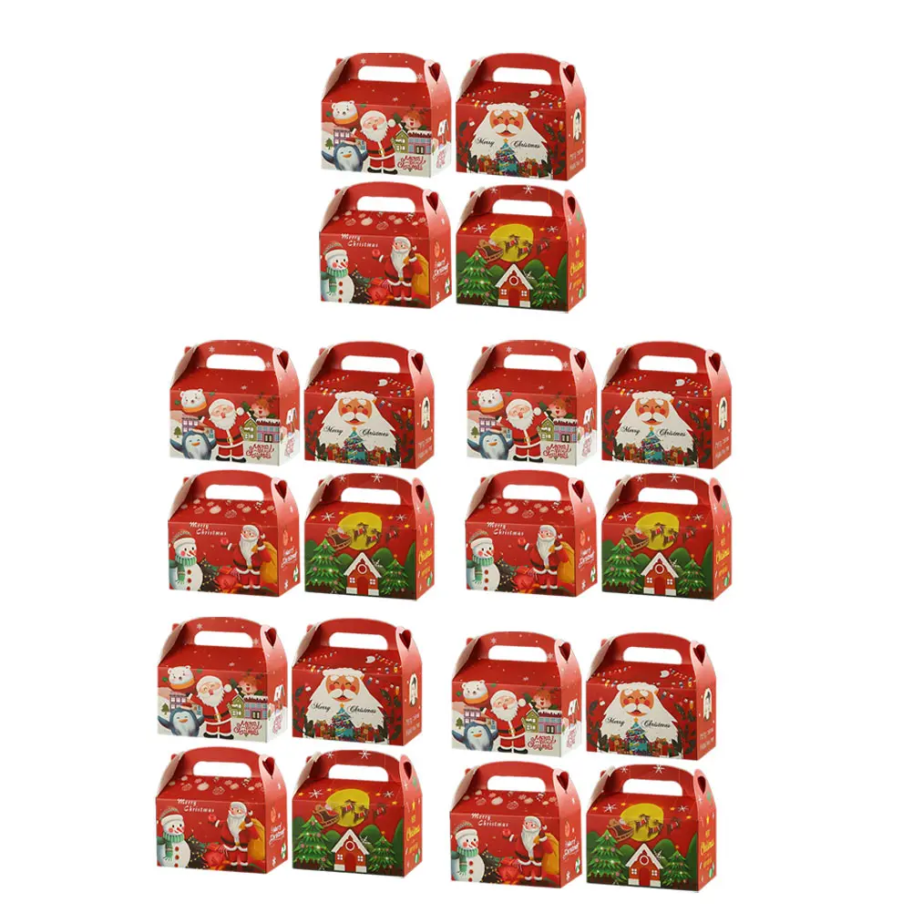 

20pcs Christmas Gift Boxes Decorative Candy Treat Bags Holiday Cookie Packaging Small Cover Toys Goods Party Supplies