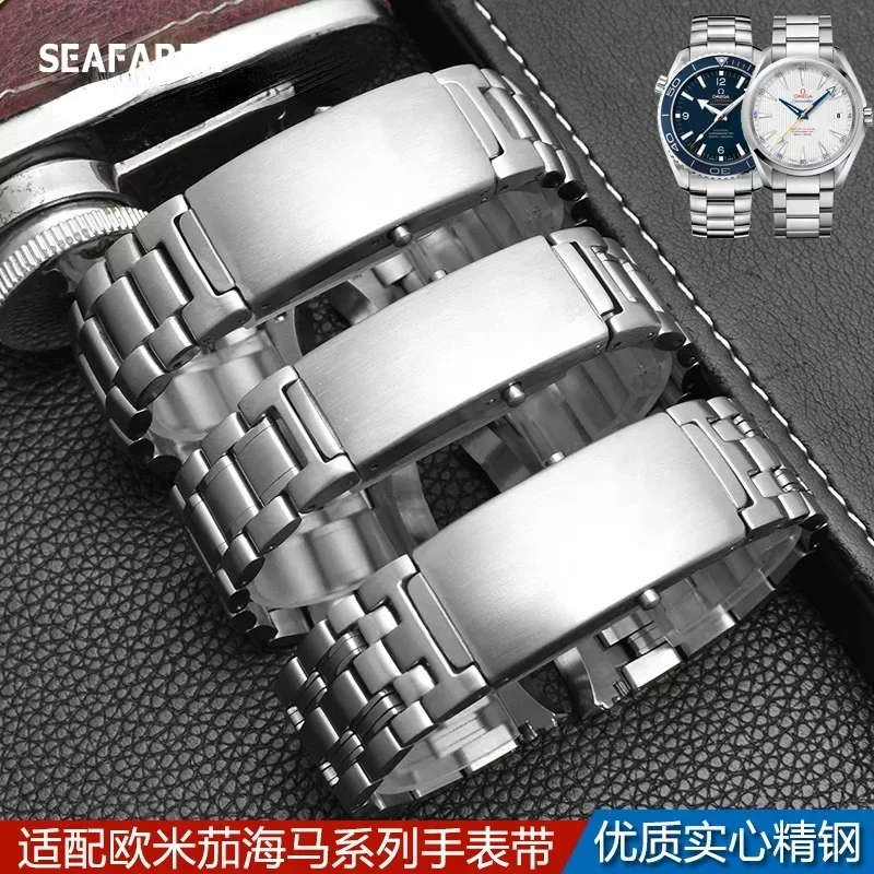 Solid Stainless Steel Watchbands for Omega Seahorse 007 Seamaster Speedmaster Men'sWatch Strap Ocean Universe 600 18mm 20mm 22mm