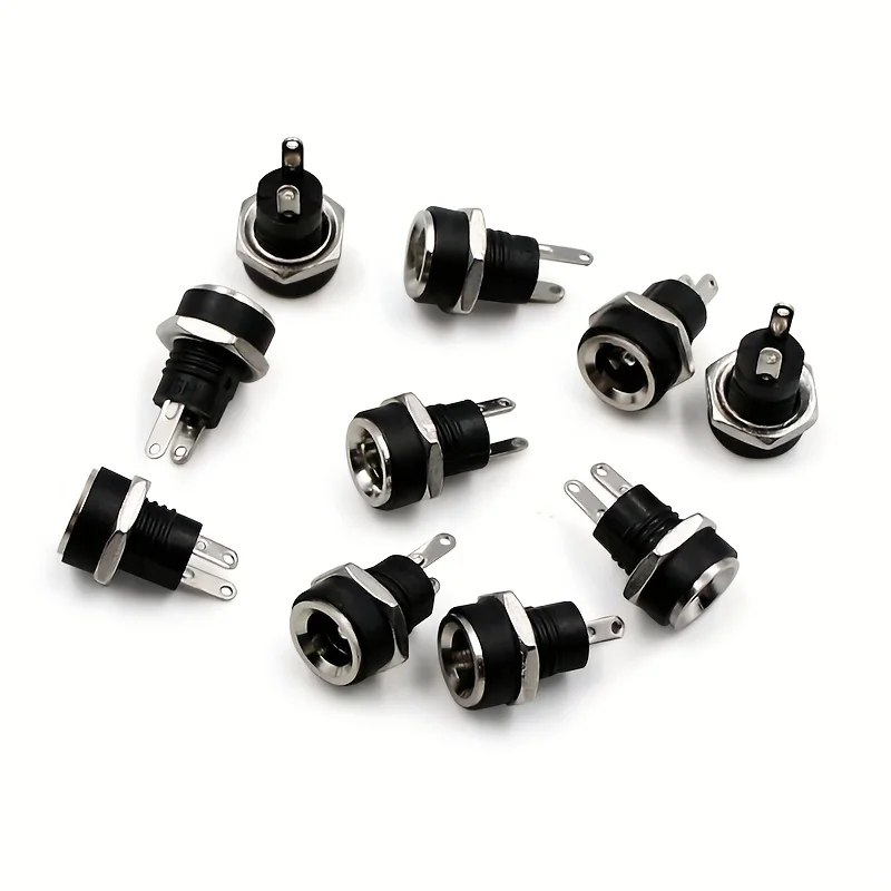 5Pcs DC Power Supply Jack Socket Female Panel Mount Connector 3A 12v 5.5mm 2.1mm Plug Adapter