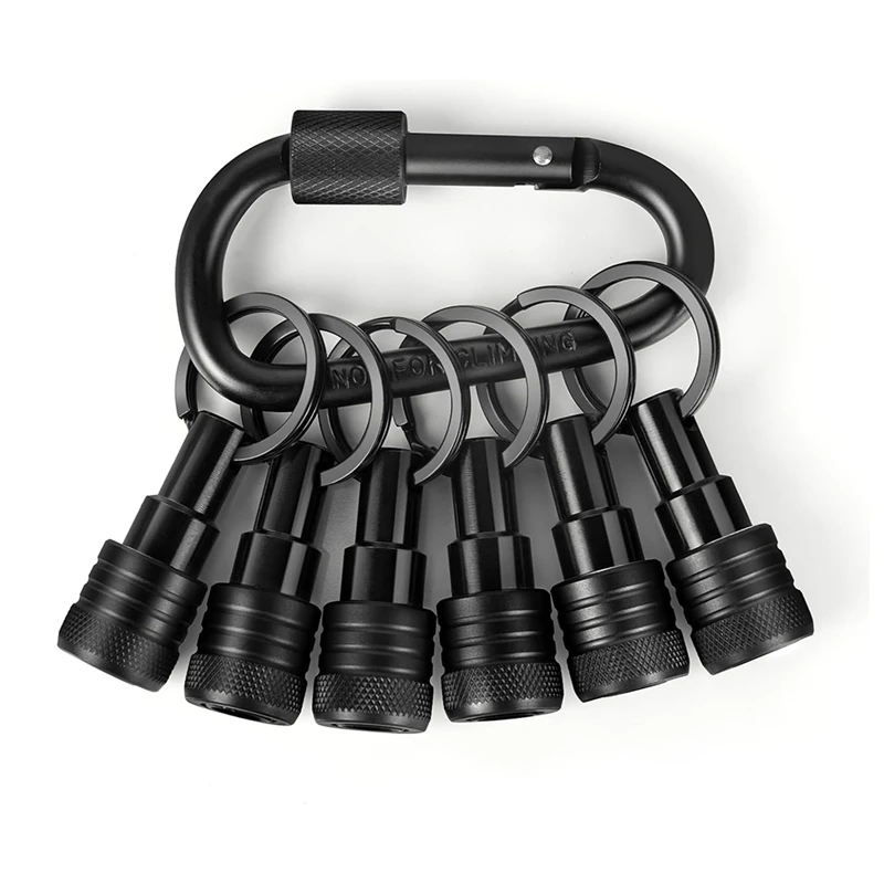

6PCS Bit Holders Keychain, 1/4 Inch Hex Shank Bit Holders, Quick-Change Design For Nut Driver, Screwdriver & Drill Bits