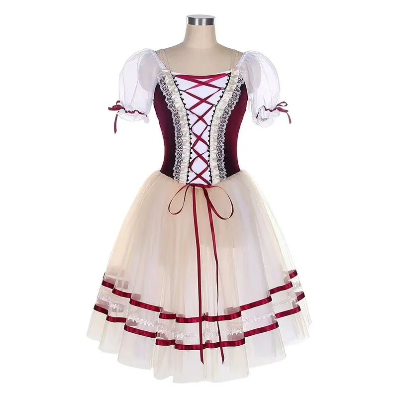 giselle-long-ballerina-dress-kids-adult-swan-dance-stage-performance-costume-tutu-skirt-professional-cute-girl-red-ballet-skirt