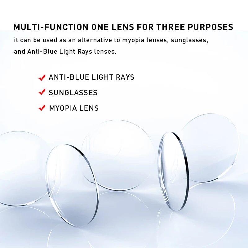 SZTZX Photochromic Anti Blue Light Series Hyperopia Myopia Lens 1.56 1.61 1.67 1.74 Prescription CR-39 Resin Aspheric Lenses