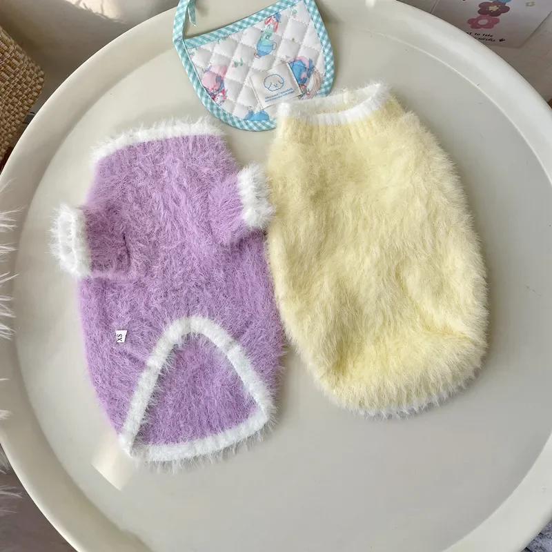 เสื้อสเวตเตอร์สัตว์เลี้ยงสีพื้น เสื้อผ้าสุนัขตัวเล็ก เสื้อคลุมสุนัขสำหรับฤดูใบไม้ร่วงและฤดูหนาว เสื้อผ้าลูกสุนัข เสื้อผ้าสุนัขสำหรับสุนัขพันธุ์เล็ก