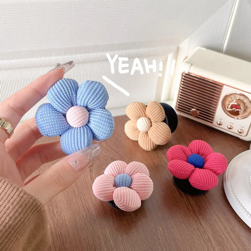 Finger Grip Pop Phone Holder Socket Small Fresh Flower Knitted Korean Instagram Backstick Desktop Watching and Tracking