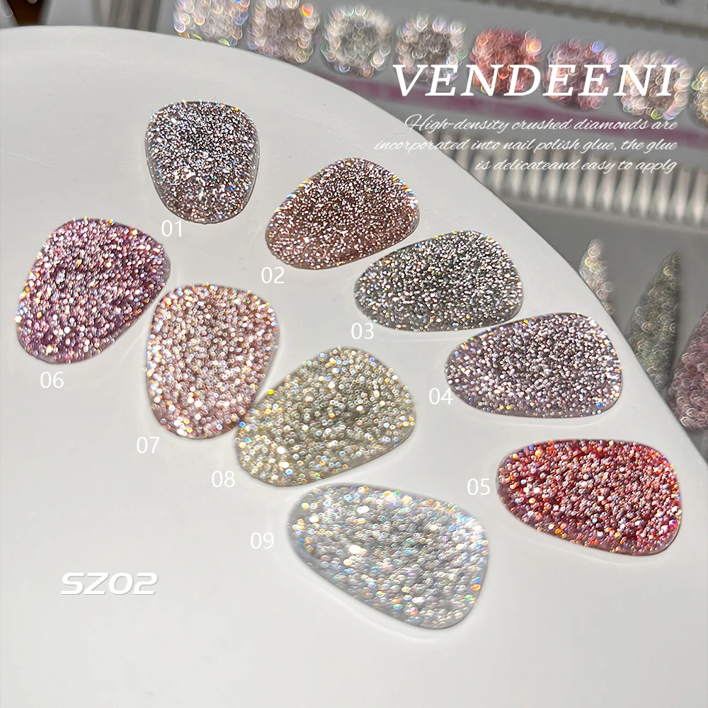 Vendeeni 9 Colors/set Red Glitter Broken Diamond Gel Nail Polish Colorful Flash High Density Soak Off UV LED Gel Varnish 15ml