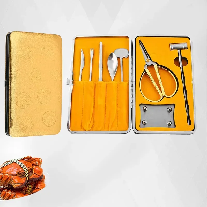 Stainless Steel Crab Tool Set - 8-Piece Crab Eating Kit with Crackers, Crab Picks, and More | Essential Seafood Accessories