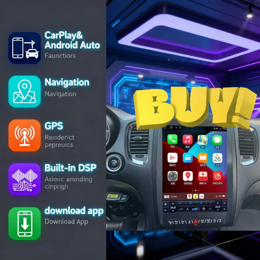 

13-дюймовый ЖК-экран, 2DIN радиоприемник для Dodge Durango 2011-2020, GPS, CarPlay, Android, мультимедийный видеоплеер, стереосистема, навигационная система, головное устройство