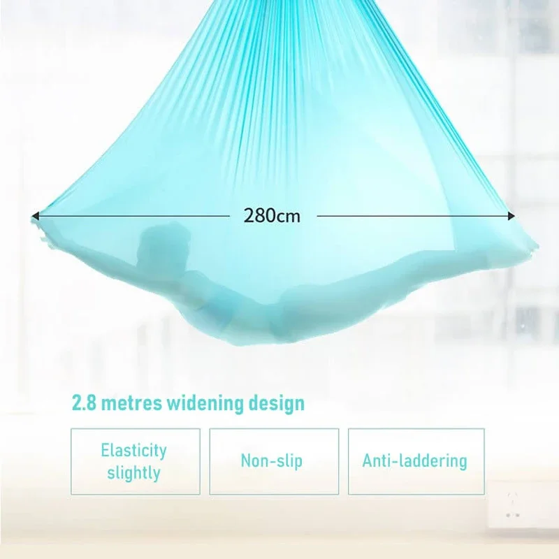5*2.8M High Strength Aerial Silk Yoga Hammock, Anti-Gravity Inversion Flying Yoga Swing Fabric for Home Gym Fitness Workout