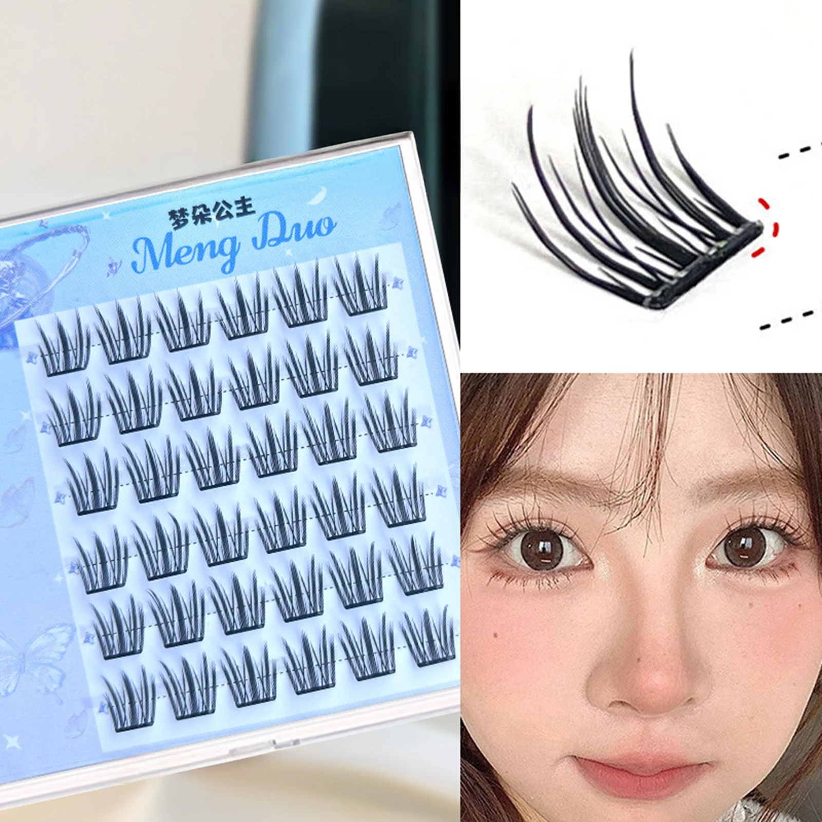 

No Glue Self-adhesive Wispy False Eyelashes Thick Segmented Single Cluster Natural Korean Style Comic Eyelashes Makeup