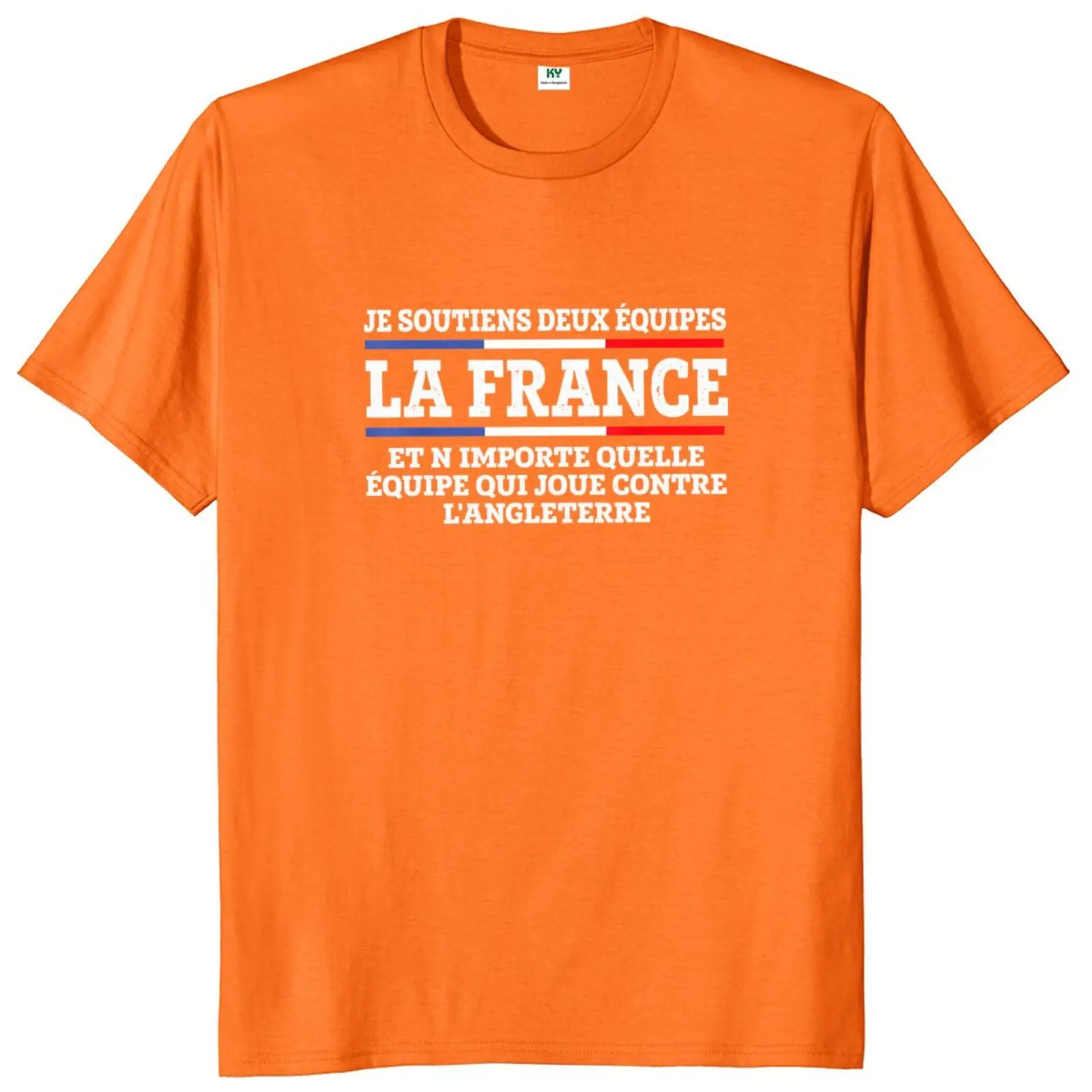 I Support Two Team France And Anyone Who Plays England T Shirt French Texts Gift Retro Tops Unisex 100% Cotton T-shirts EU Size