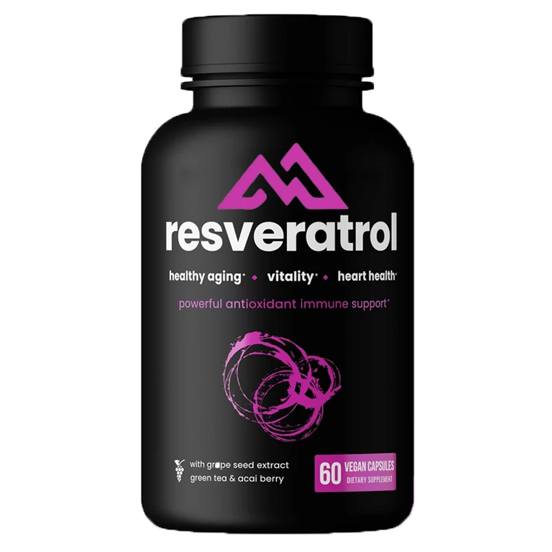 Resveratrol Supplement 60 Pure Plant Capsules with Trans Resveratrol, Green Tea, Raspberry and Grape Seed Extracts