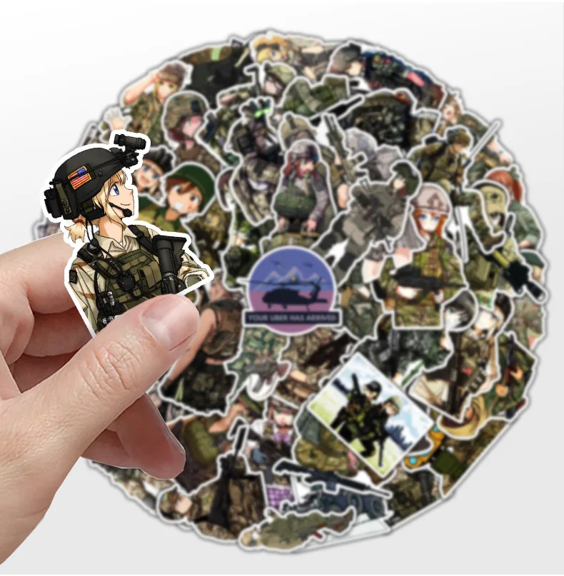 10/30/50PCS Female Soldier Graffiti Stickers Battlefield Girl Cartoon Decoration Laptop Guitar Bike  Skateboard Scrapbook Decals