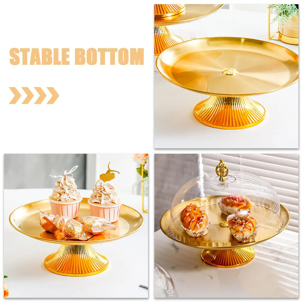 

High-Footed Stainless Steel Cake Stand Elegant Vintage Style Dessert Display Tray Fruit Serving Plate Food Tray Party Use