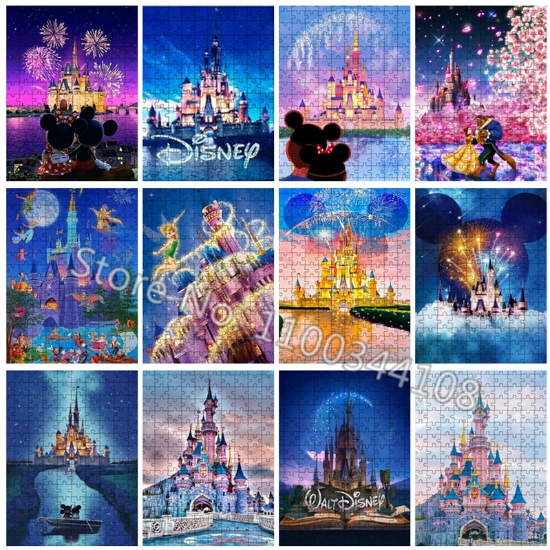 Disneyland Park Disney Castle Puzzle 300/500/1000 Pieces Jigsaw Puzzles for Children Educational Toys Adults Decompress Gifts