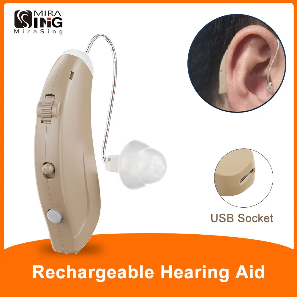 充電式デジタル耳かけ型補聴器-t004p-bluetooth＆アプリ制御の小型補聴器（難聴用）