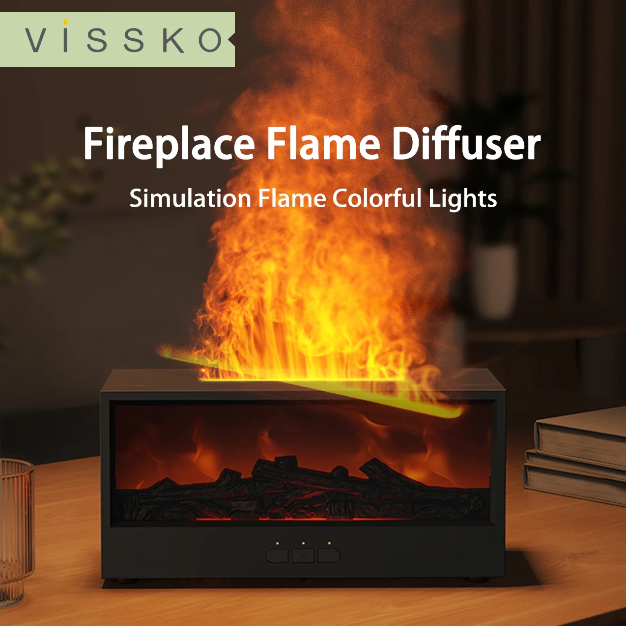 VISSKO Aroma Humidifier Flame Essential Oil Diffuser Air Humidifier Aromatherapy Fragrance Diffuser RGB Light and Remote Control