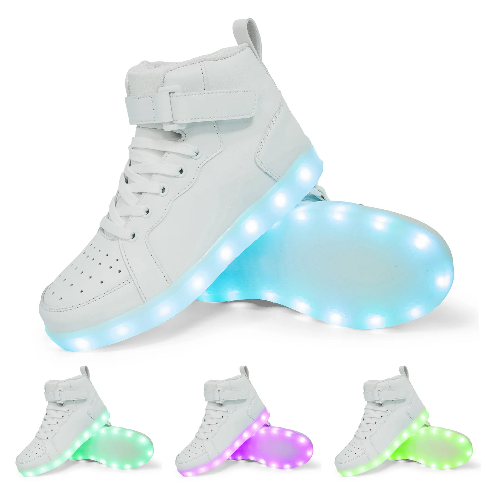 Large Size 36-46 LED Lighted Men & Women Shoes PU Leather Breathable Fashion Sports Casual USB Charge