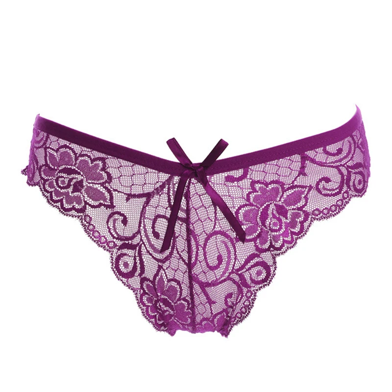 مثير النساء سراويل جوفاء منخفضة الخصر ملابس داخلية جيدة التهوية الدانتيل ملخصات للنساء Bowknot لطيف G سلسلة سراويل