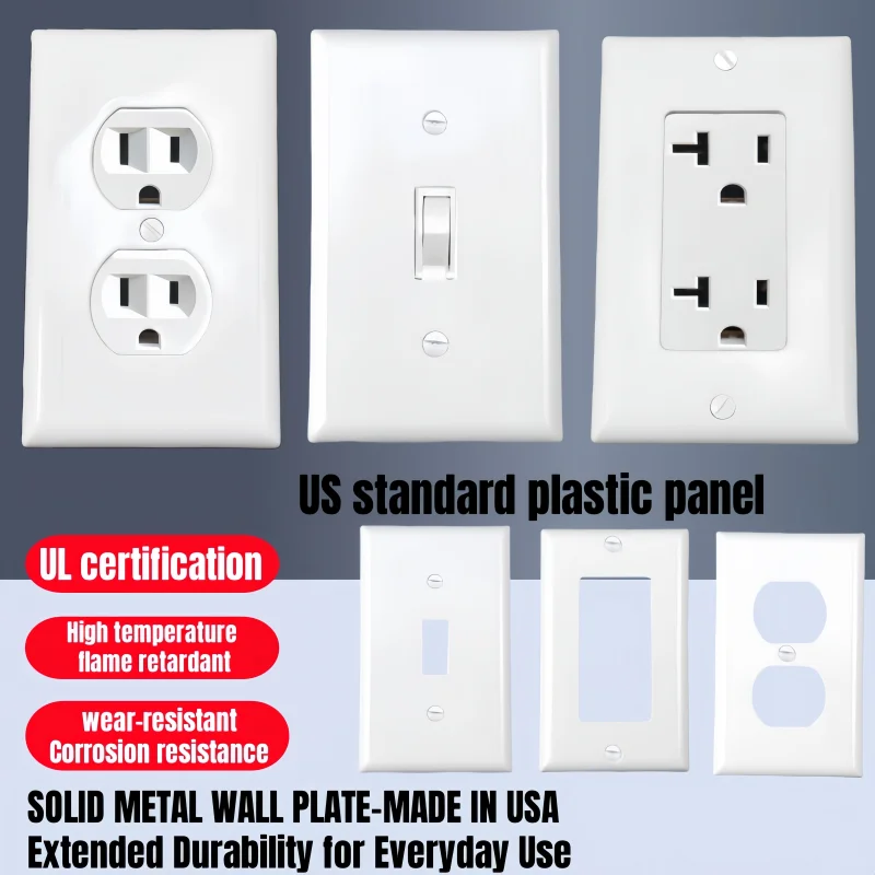 Duplex Electrical Outlet Modern Plugboard Plug-In Electrical Receptacle Wall Plate With LED Night Lights - Auto On/Off Sensor