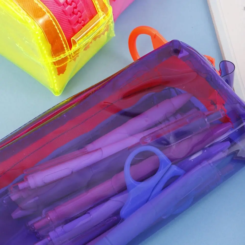 Large Capacity Zipper Transparent Pencil Case High Appearance Stationery Box Large Capacity Pencil Bag Stationery Holder